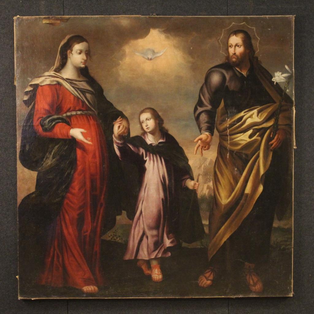 Siglo XVIII Óleo sobre lienzo Pintura religiosa antigua italiana Sagrada Familia, 1780 5