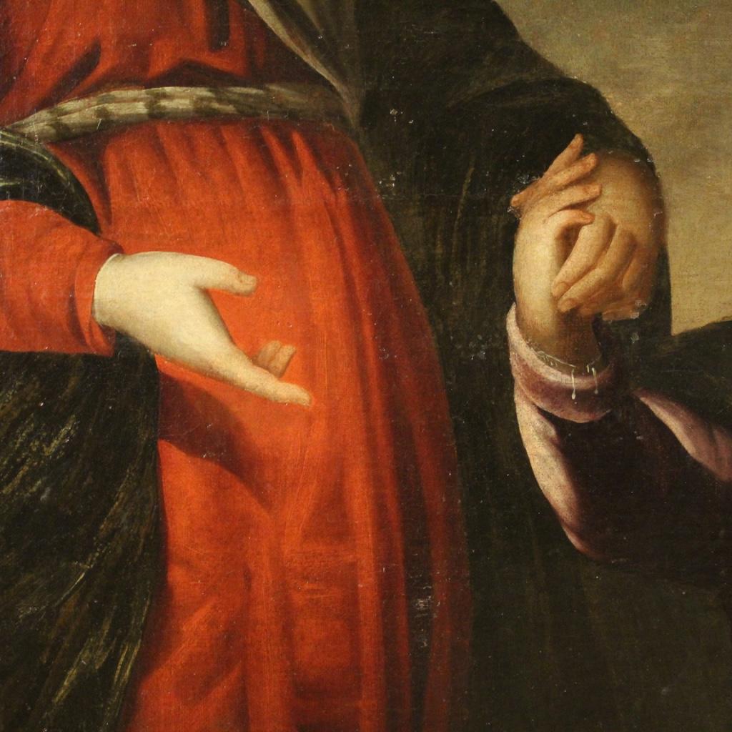 Siglo XVIII Óleo sobre lienzo Pintura religiosa antigua italiana Sagrada Familia, 1780 siglo XVIII