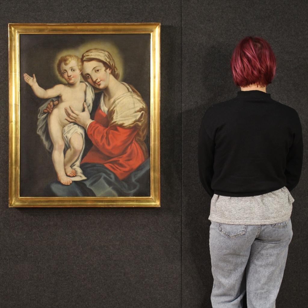18th Century Oil on Canvas Italian Antique Religious Painting Madonna ...