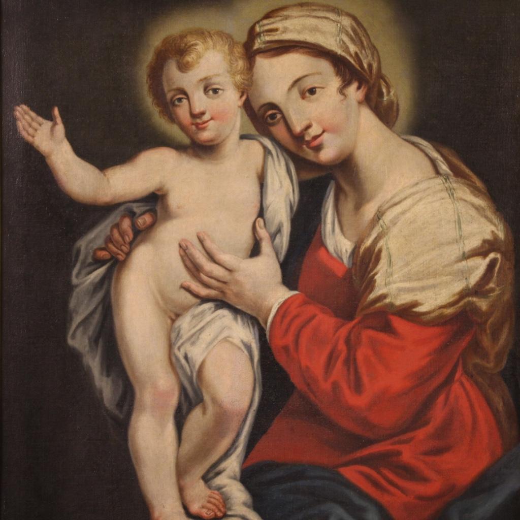 18th Century Oil on Canvas Italian Antique Religious Painting Madonna ...