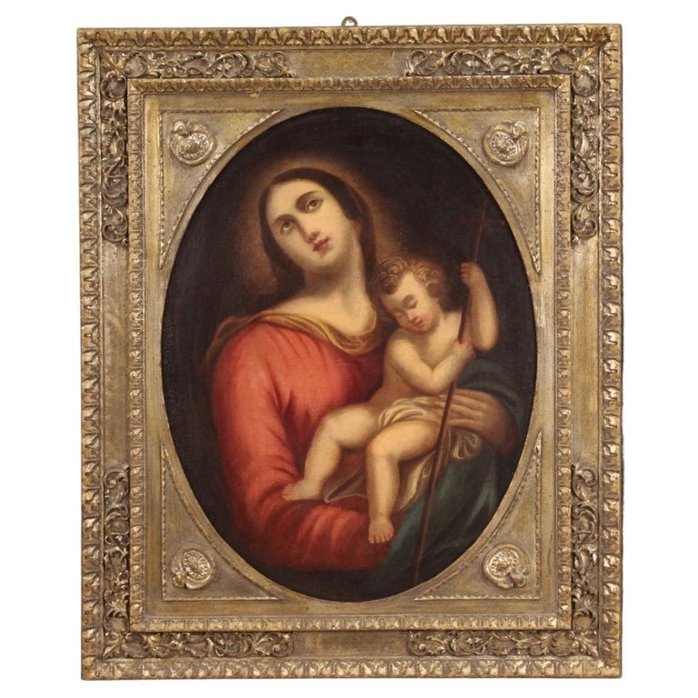 18th Century Oil on Canvas Italian Antique Religious Painting Madonna ...