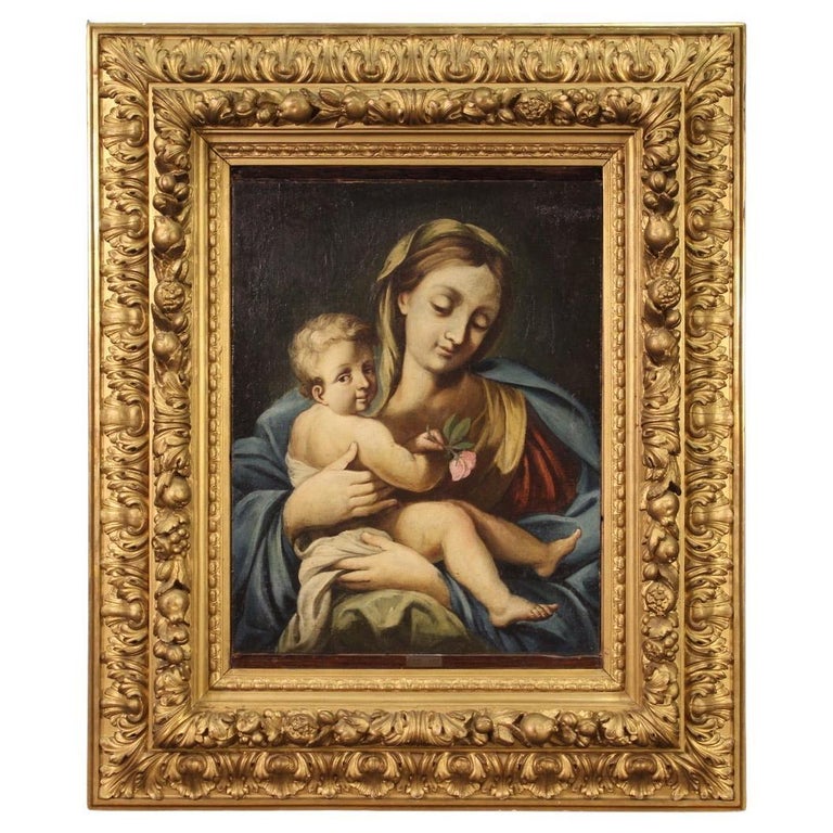 18th Century Oil on Canvas Italian Antique Religious Painting Madonna ...
