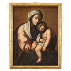 Huile sur toile du 18e siècle, peinture religieuse italienne ancienne, Madonna avec Child