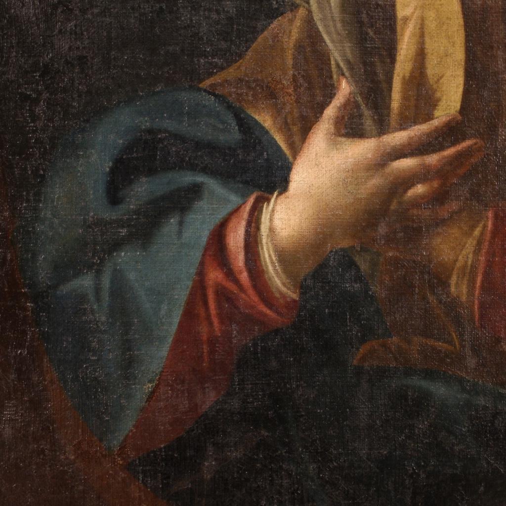 18th Century Oil On Canvas Italian Antique Religious Painting Saint, 1750 6