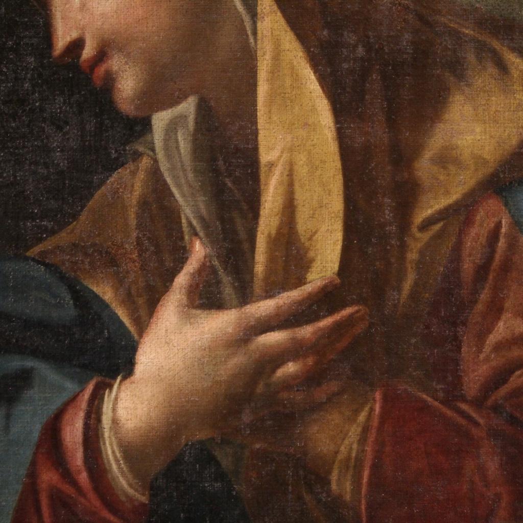 18th Century Oil On Canvas Italian Antique Religious Painting Saint, 1750 1