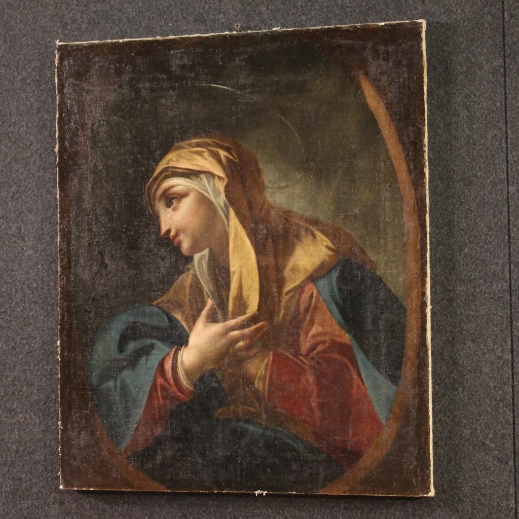 18th Century Oil On Canvas Italian Antique Religious Painting Saint, 1750 2