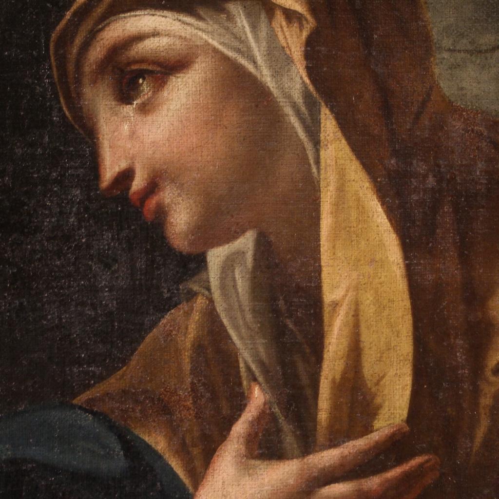 18th Century Oil On Canvas Italian Antique Religious Painting Saint, 1750 3