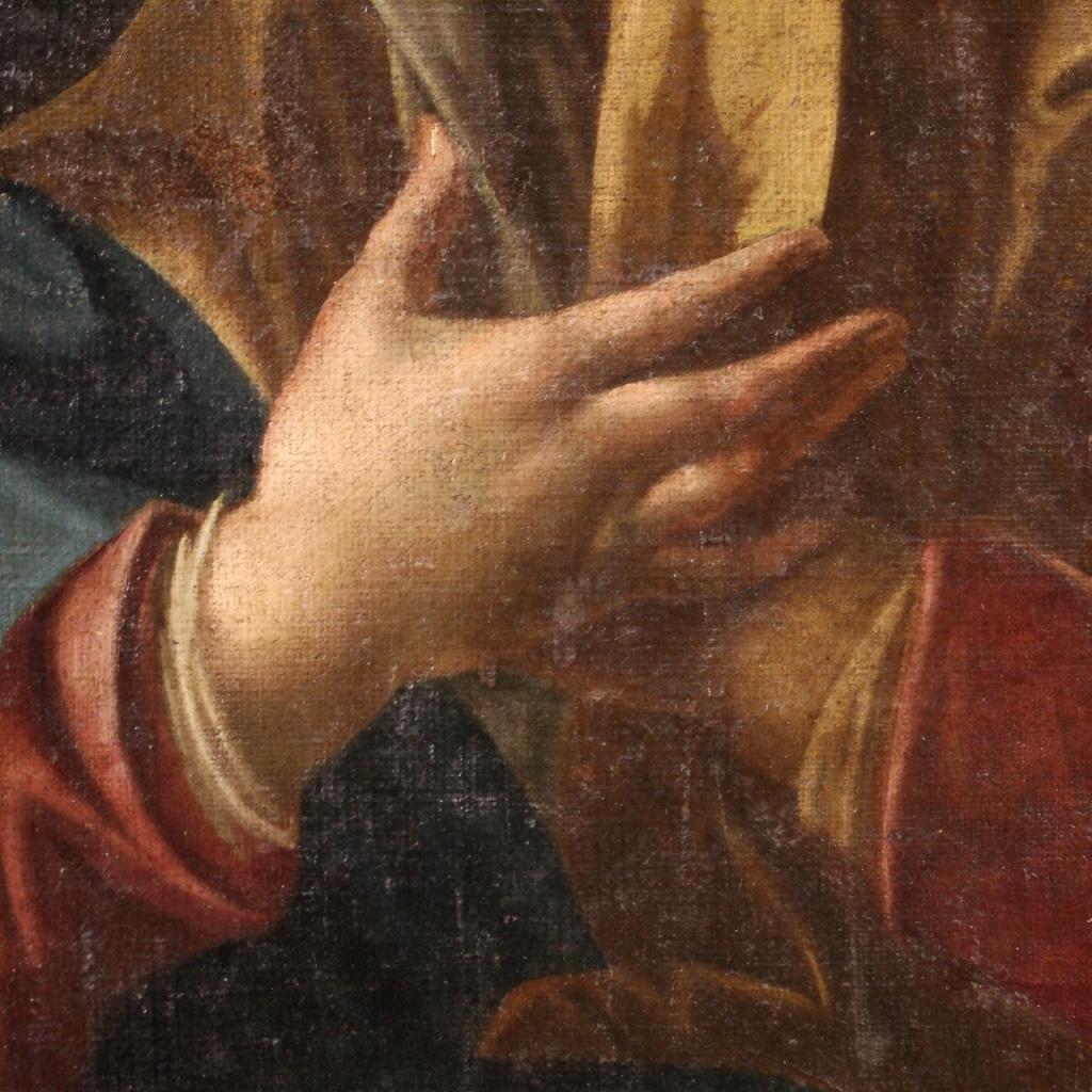 18th Century Oil On Canvas Italian Antique Religious Painting Saint, 1750 4