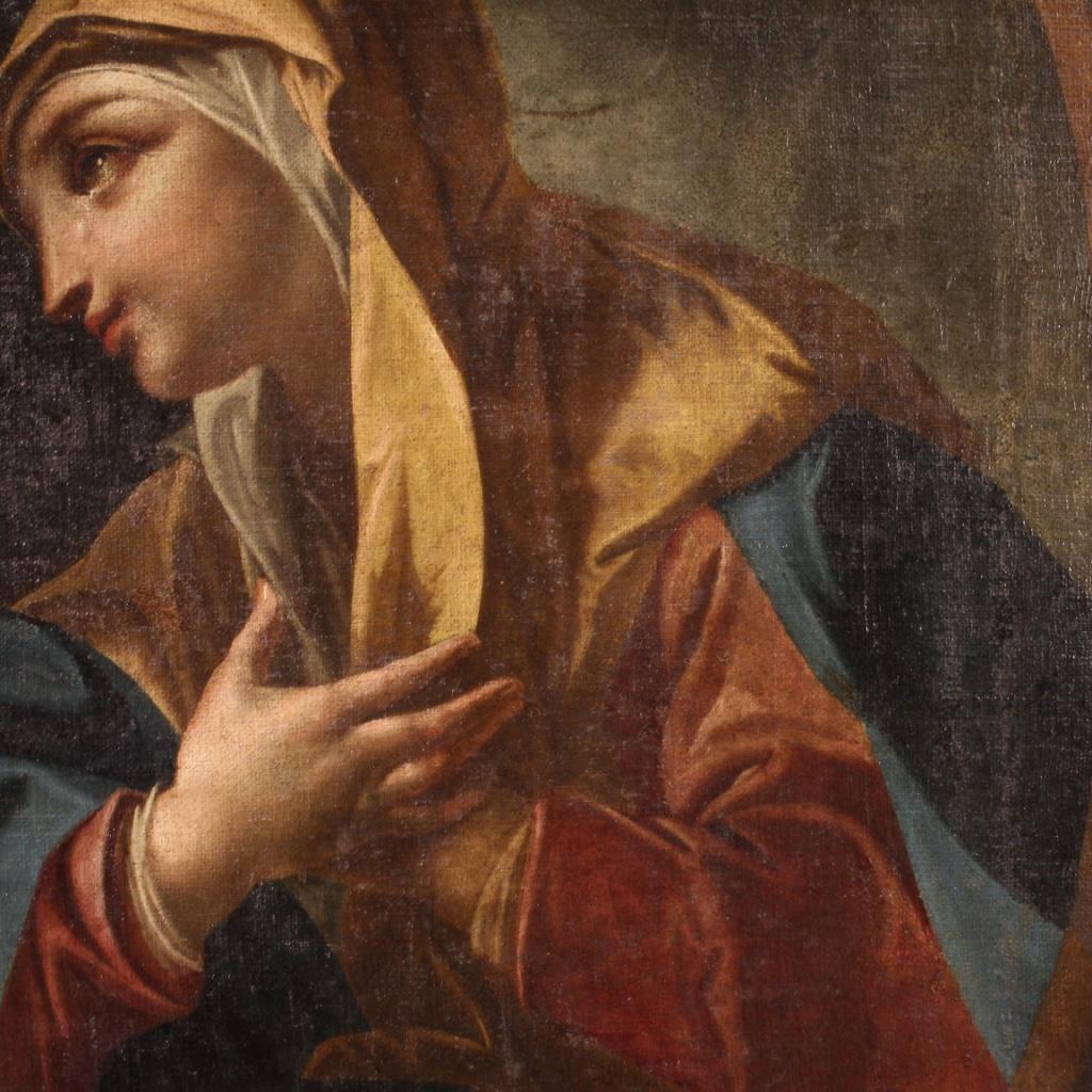 18th Century Oil On Canvas Italian Antique Religious Painting Saint, 1750 5