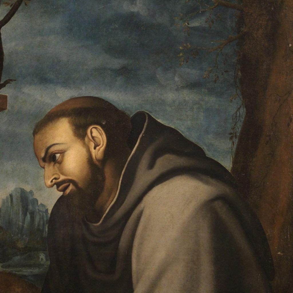 18th Century Oil on Canvas Italian Antique Religious Painting Saint Francis 1770 im Angebot 5