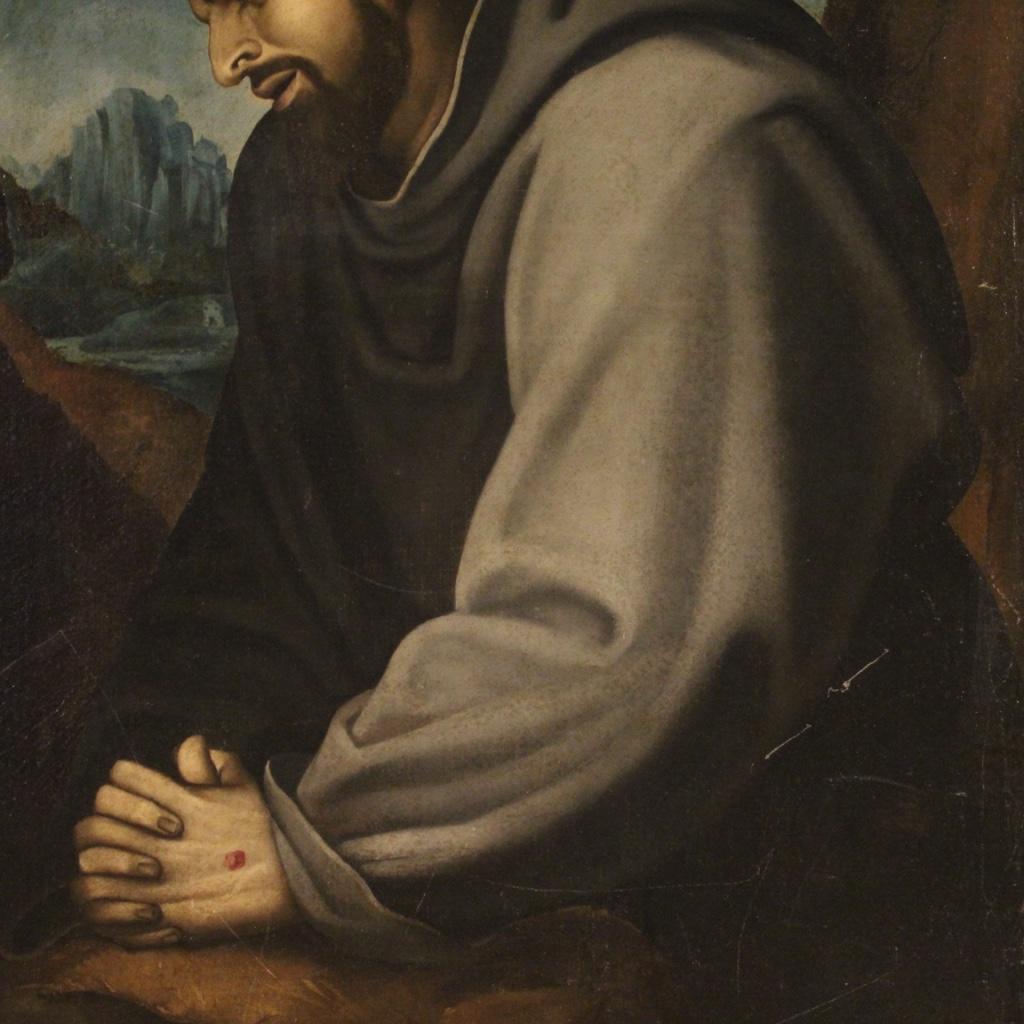 18th Century Oil on Canvas Italian Antique Religious Painting Saint Francis 1770 im Angebot 6