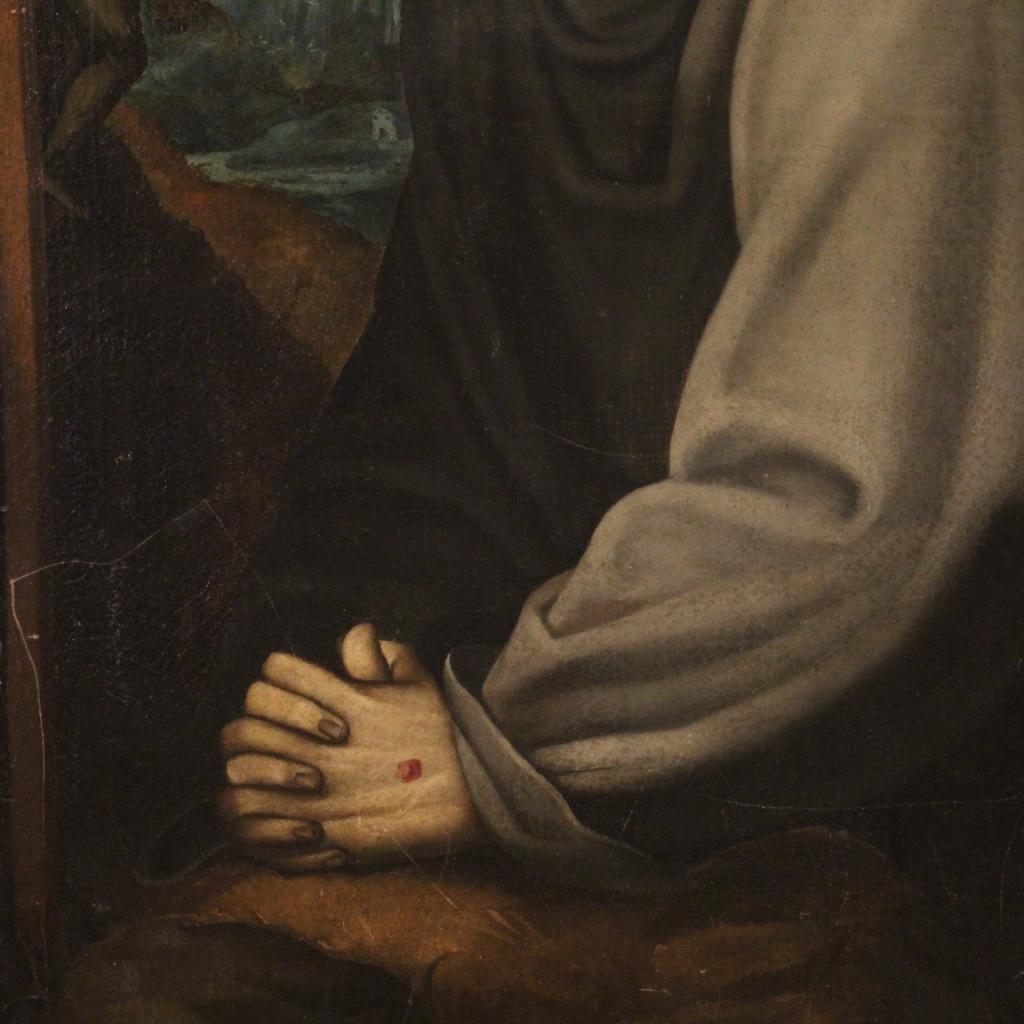 18th Century Oil on Canvas Italian Antique Religious Painting Saint Francis 1770 im Angebot 2