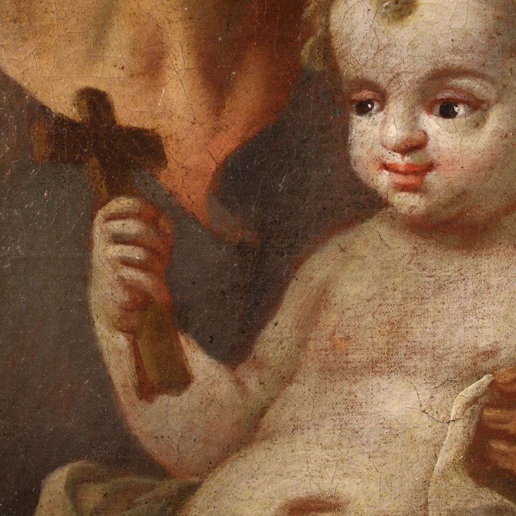 18th Century Oil on Canvas Italian Antique Religious Painting Saint Joseph, 1730 7