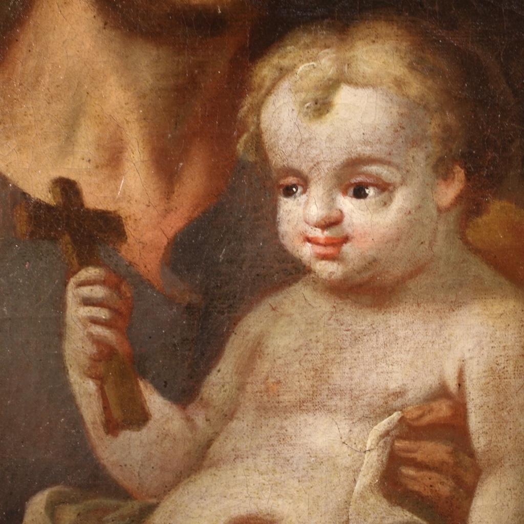 18th Century Oil on Canvas Italian Antique Religious Painting Saint Joseph, 1730 2