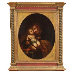 18th Century Oil on Canvas Italian Antique Religious Painting Saint Joseph, 1750