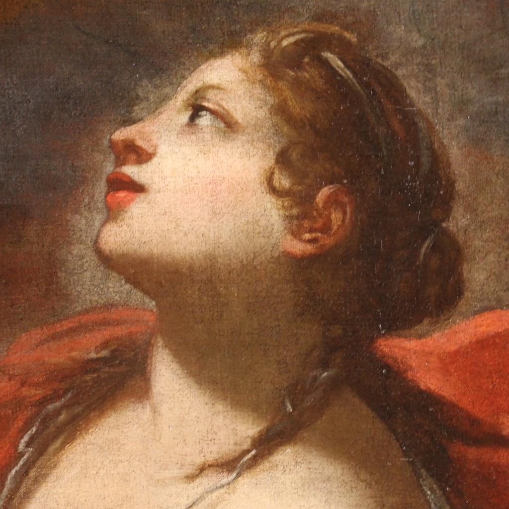 18th Century Oil on Canvas Italian Antique Religious Painting Saint Margaret 8