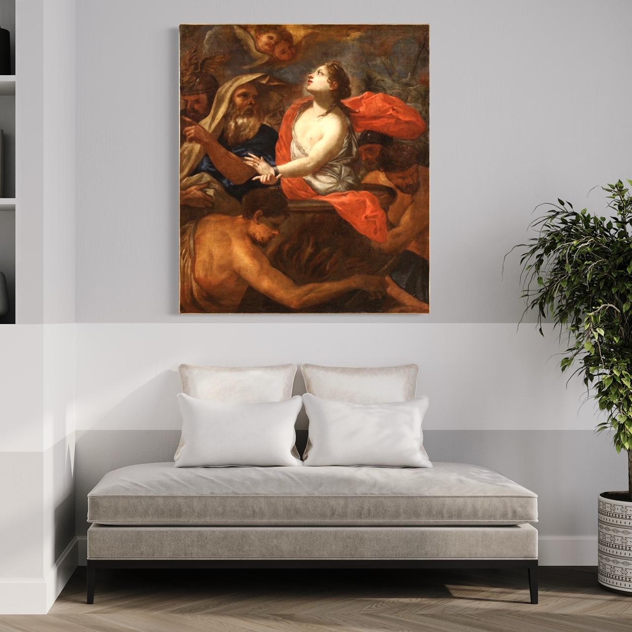 18th Century Oil on Canvas Italian Antique Religious Painting Saint Margaret 10