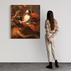 18th Century Oil on Canvas Italian Antique Religious Painting Saint Margaret