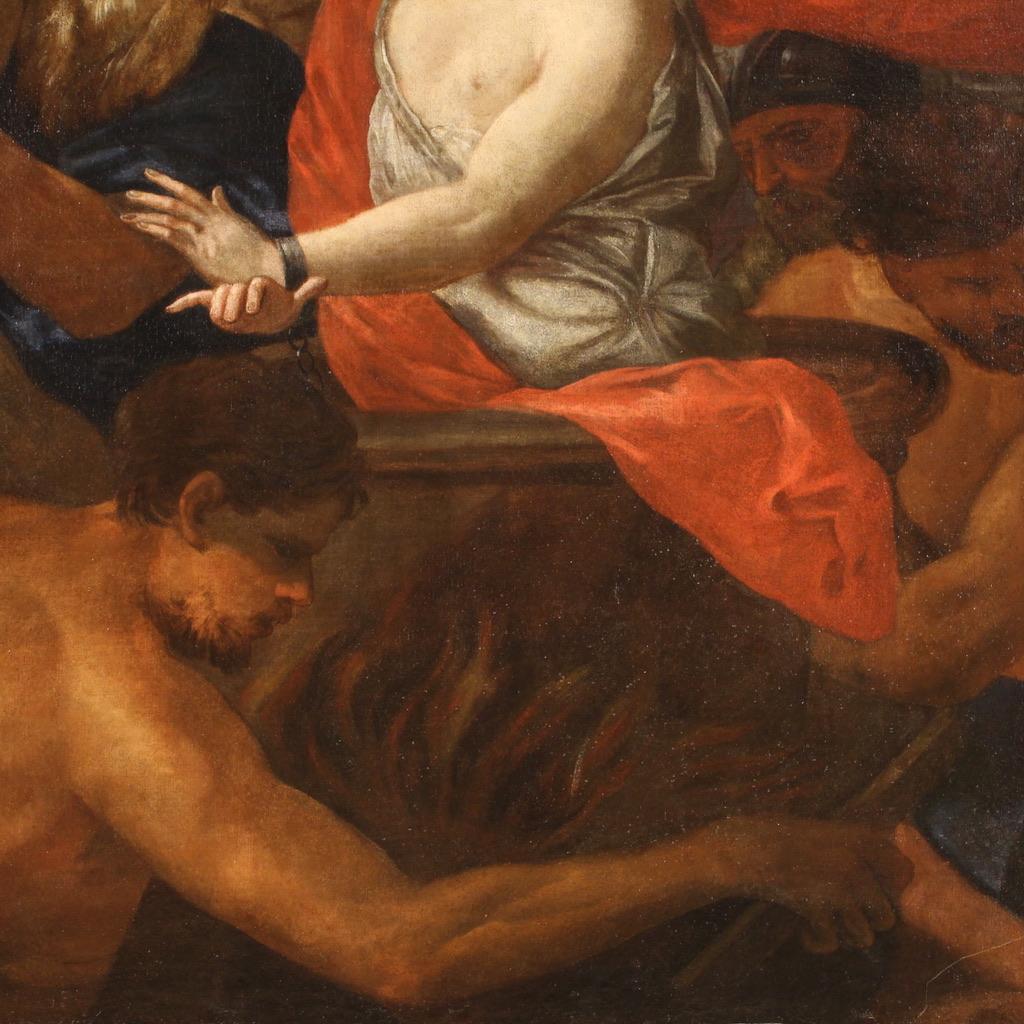 18th Century Oil on Canvas Italian Antique Religious Painting Saint Margaret 2