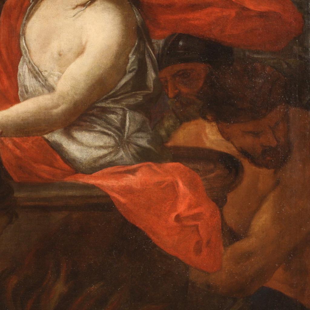 18th Century Oil on Canvas Italian Antique Religious Painting Saint Margaret 5