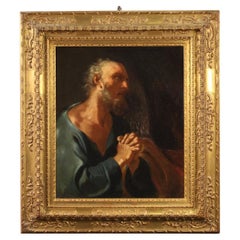 18th Century Oil on Canvas Italian Antique Religious Painting Saint Peter, 1760