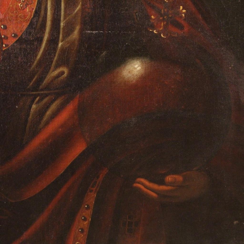 18th Century Oil on Canvas Italian Antique Religious Painting Salvator Mundi 4
