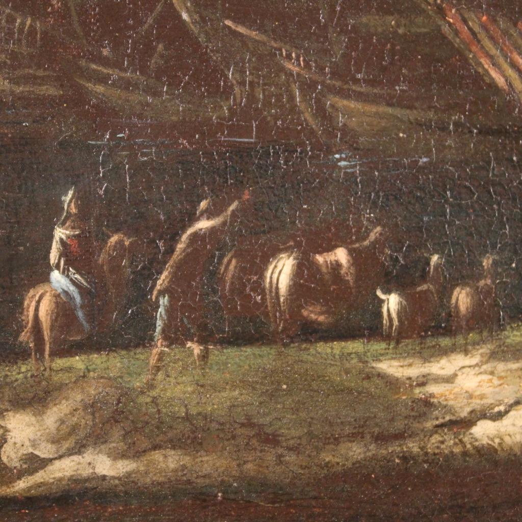 18. Jahrhundert Öl auf Leinwand Italienisch Antike Seelandschaft Landschaftsgemälde, 1730 im Angebot 6