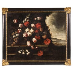 18th Century Oil on Canvas Italian Antique Still Life Painting, 1720
