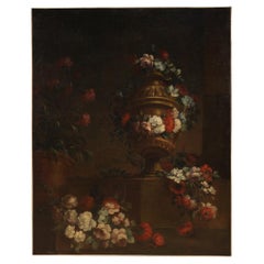 18th Century Oil on Canvas Italian Antique Still Life Painting, 1730s