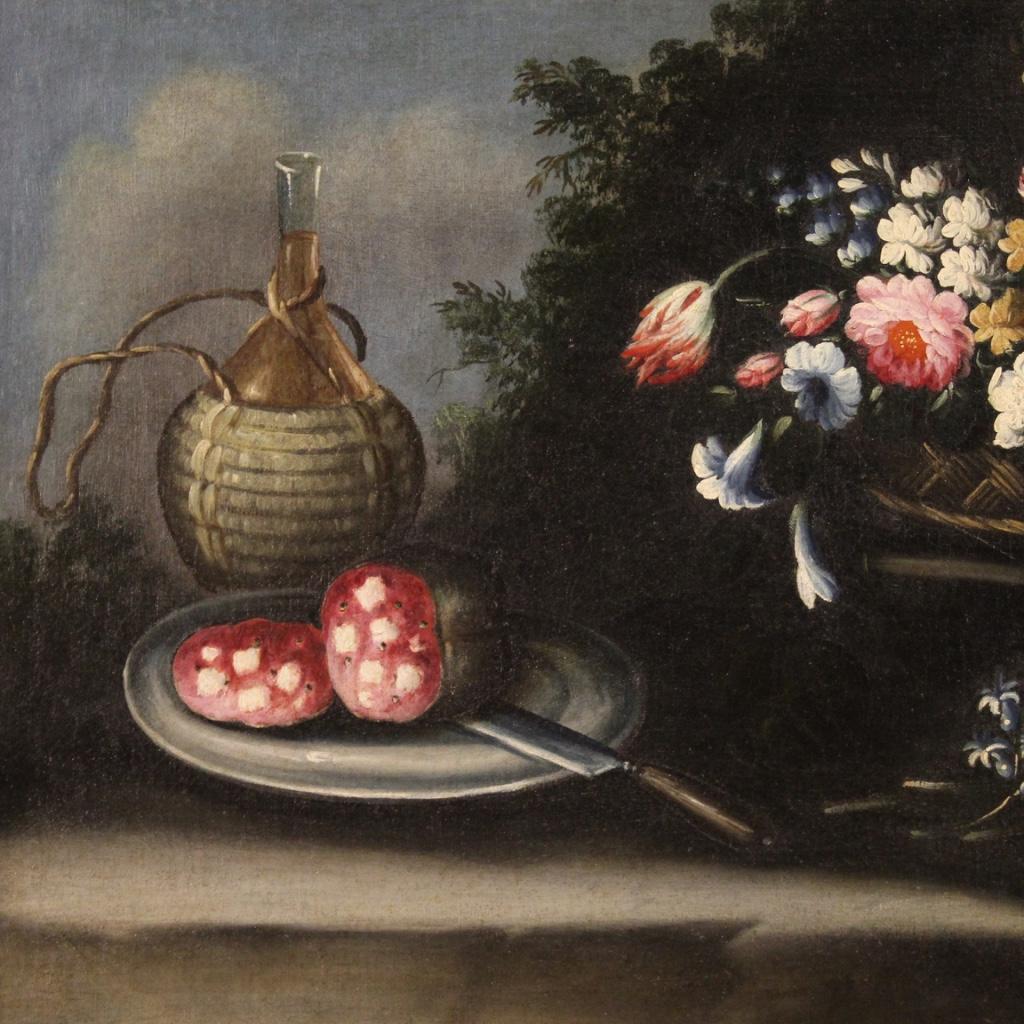 18th Century Oil on Canvas Italian Antique Still Life Painting, 1750 2