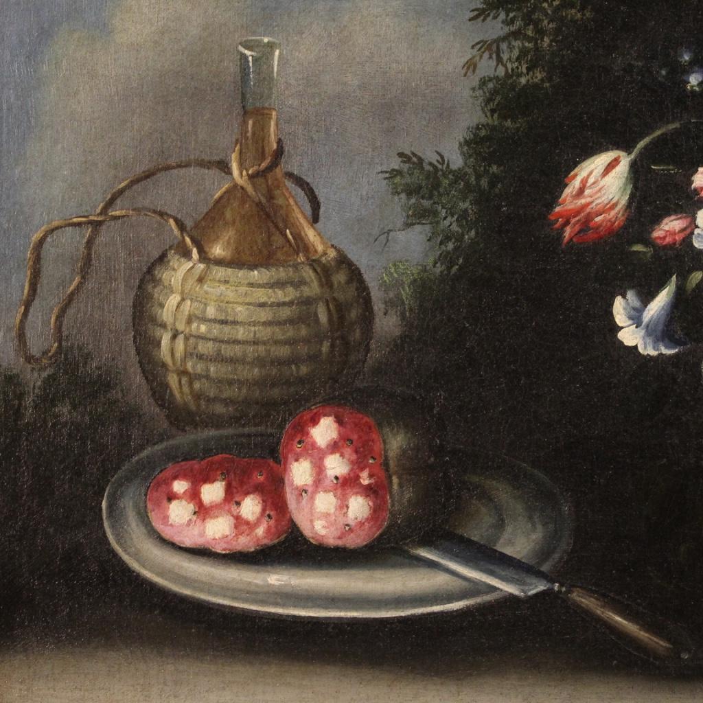 18th Century Oil on Canvas Italian Antique Still Life Painting, 1750 5