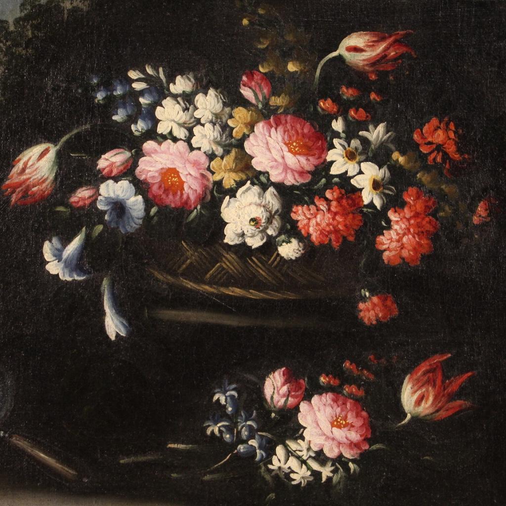 18th Century Oil on Canvas Italian Antique Still Life Painting, 1750 6