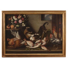 Peinture à l'huile sur toile italienne ancienne de nature morte du XVIIIe siècle, 1760