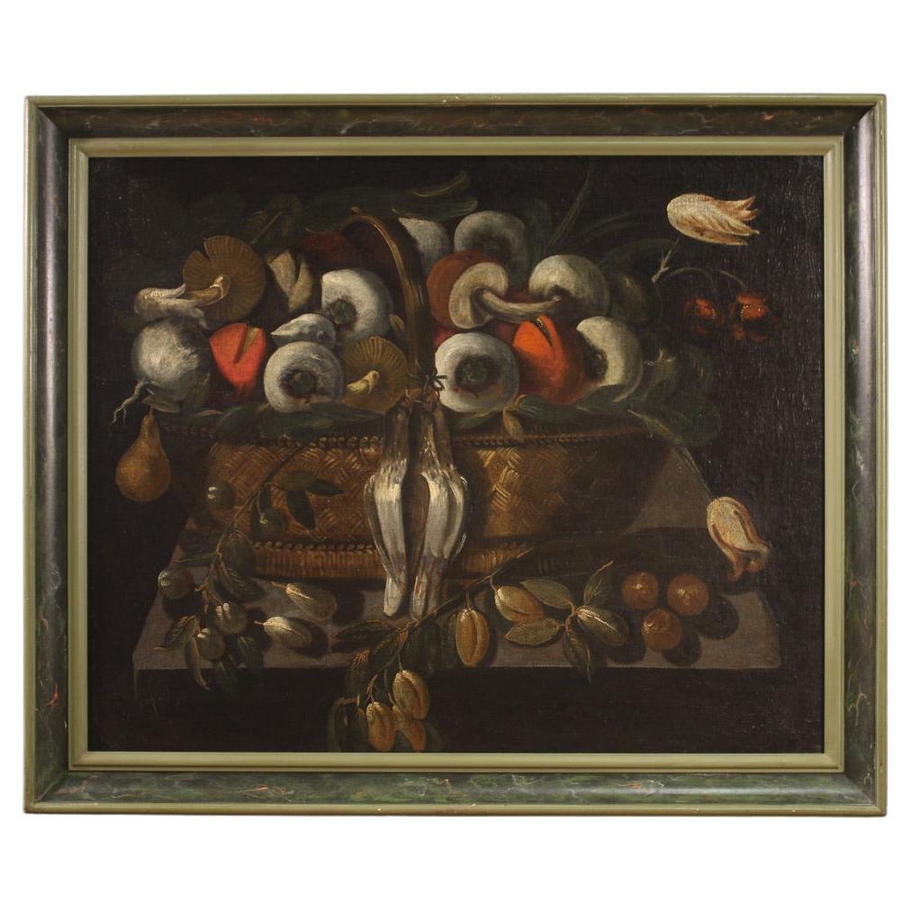 18th Century Oil on Canvas Italian Antique Still Life with Game Painting, 1770