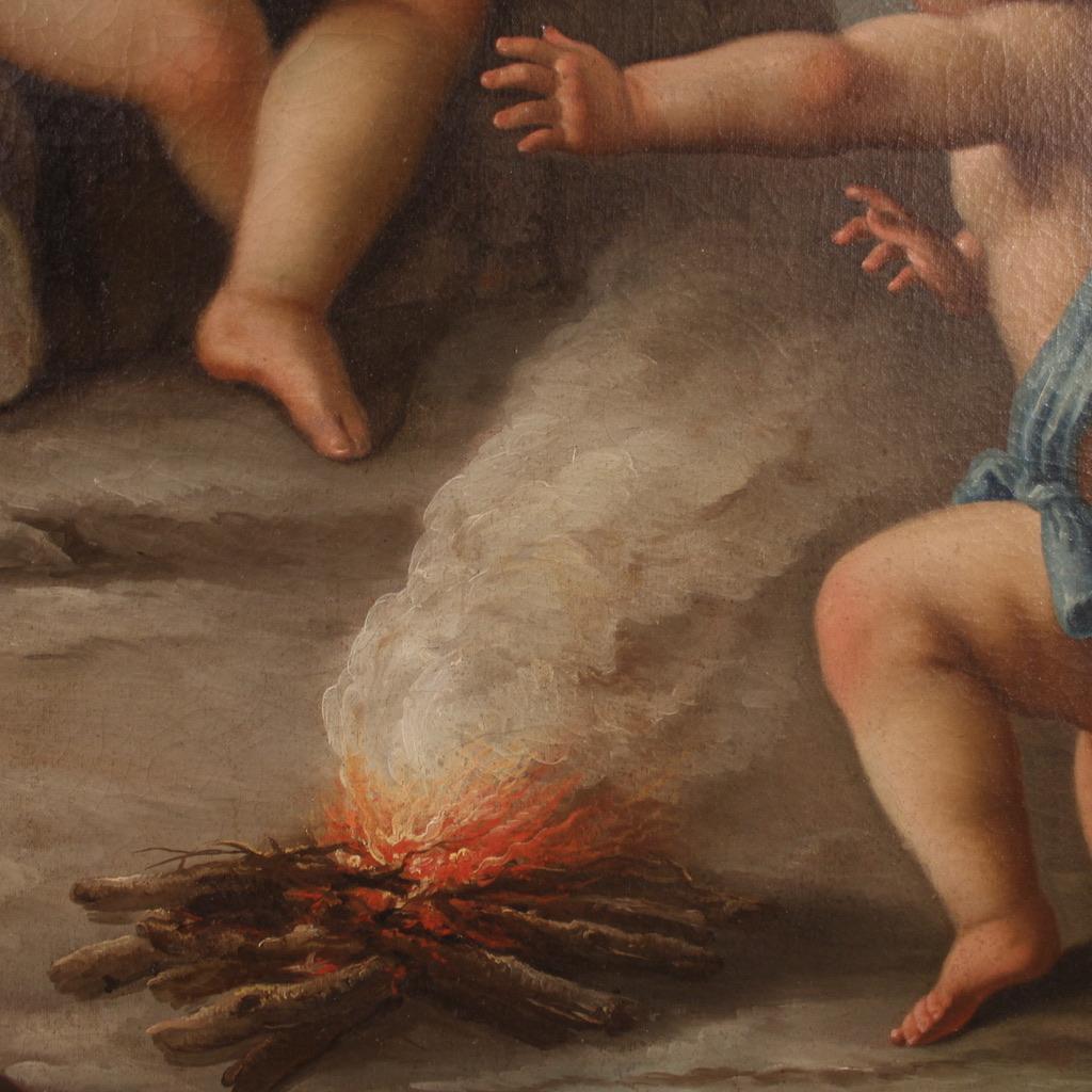 18. Jahrhundert Öl auf Leinwand Italienisch Antike Winter Allegorie Malerei, 1750 im Angebot 3