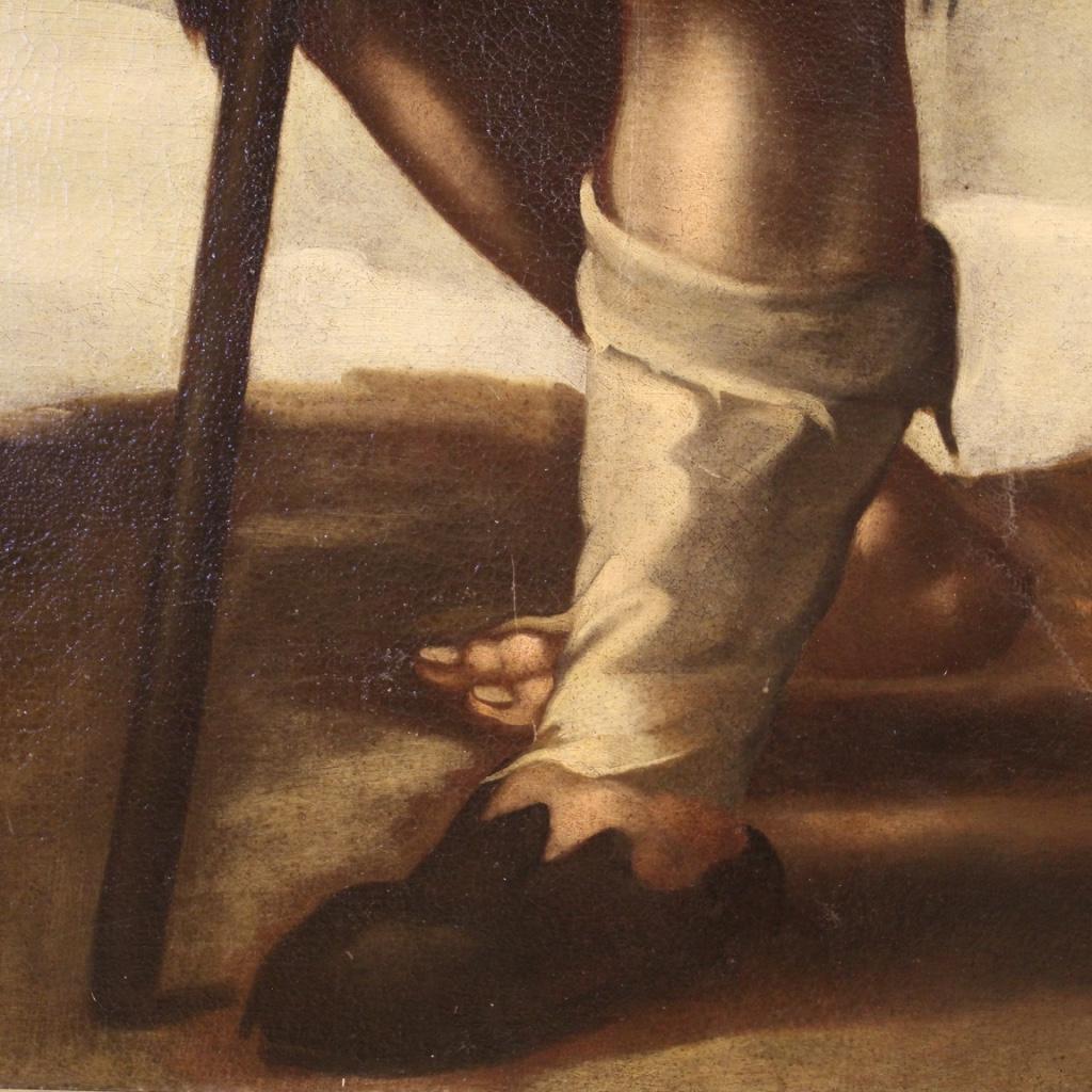 18th Century Oil on Canvas Italian Beggar Antique Painting, 1780 5
