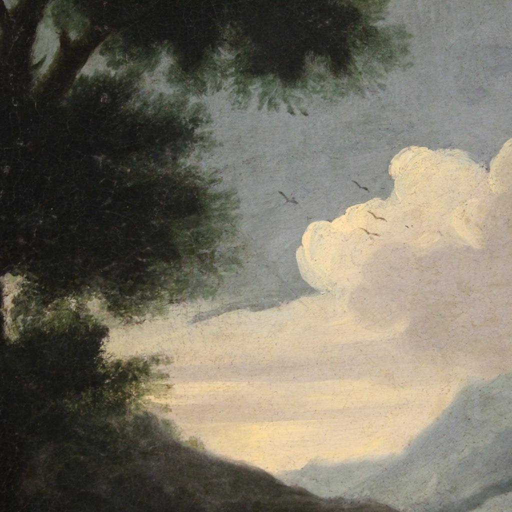 18th Century Oil on Canvas Italian Biblical Oval Painting Joseph at the Well For Sale 8