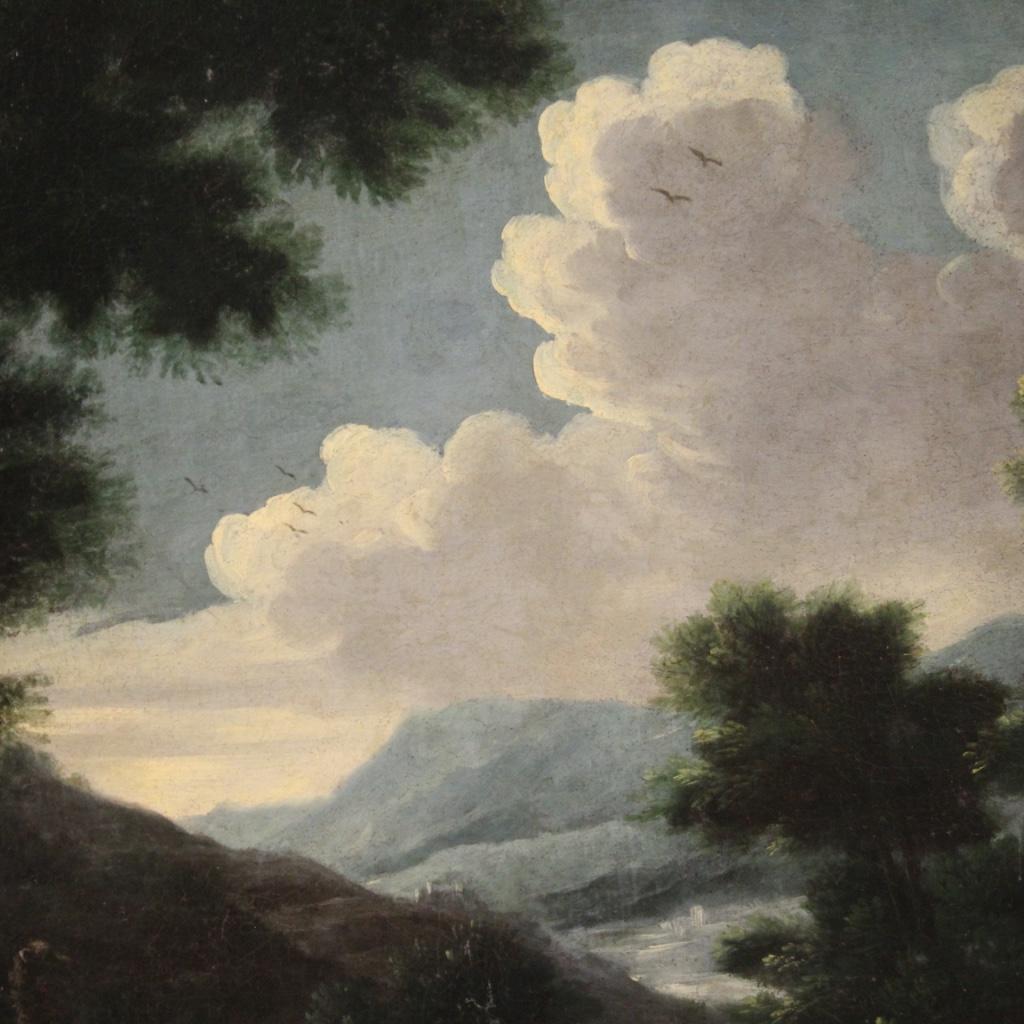 18th Century Oil on Canvas Italian Biblical Oval Painting Joseph at the Well For Sale 3