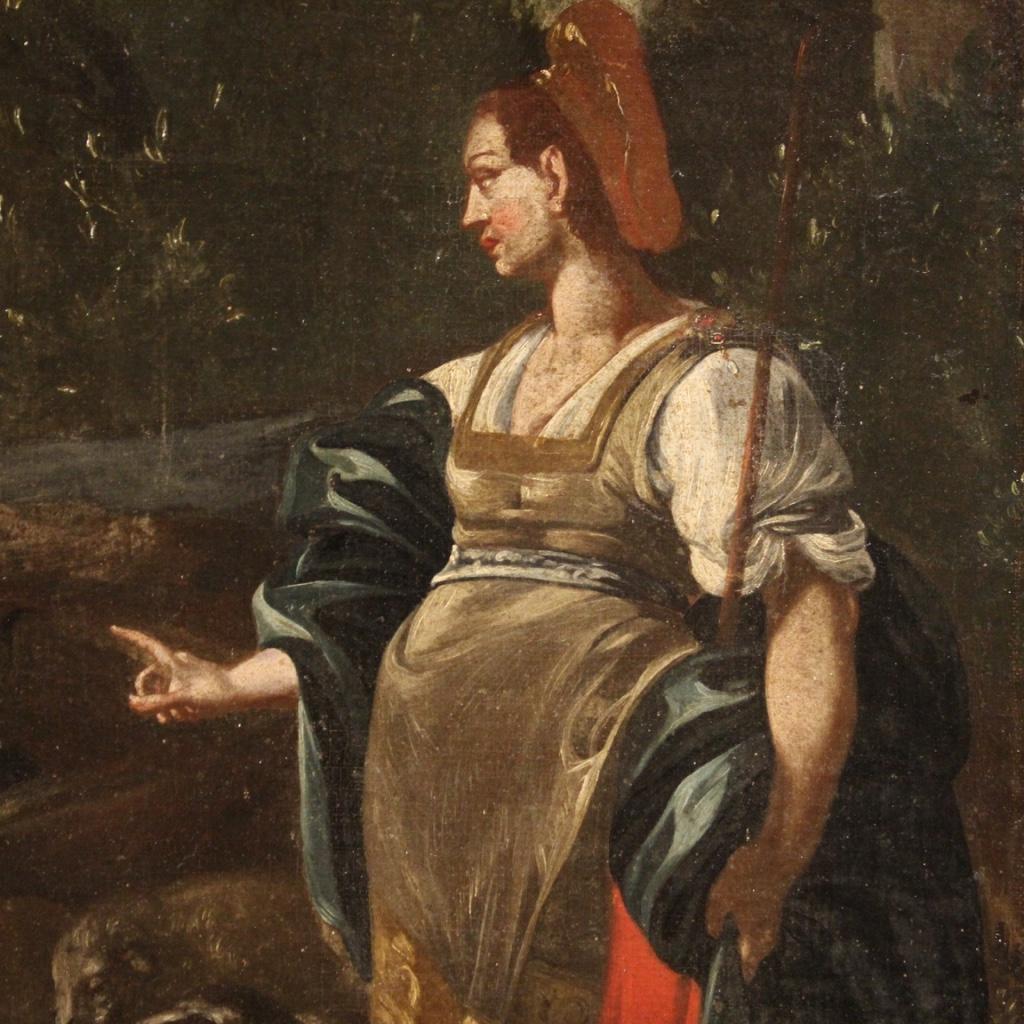 Early 18th Century 18th Century Oil on Canvas Italian Biblical Painting Rachel and Jacob, 1720 For Sale