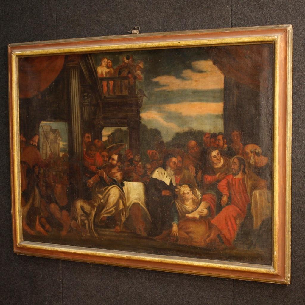 18th Century Oil on Canvas Italian Biblical Scene Painting, 1780 4
