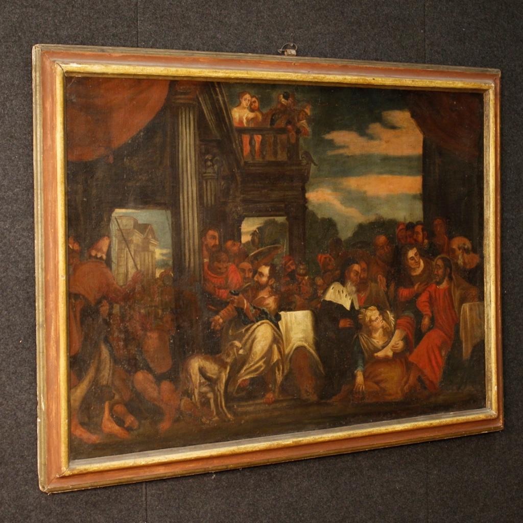 18th Century Oil on Canvas Italian Biblical Scene Painting, 1780 5
