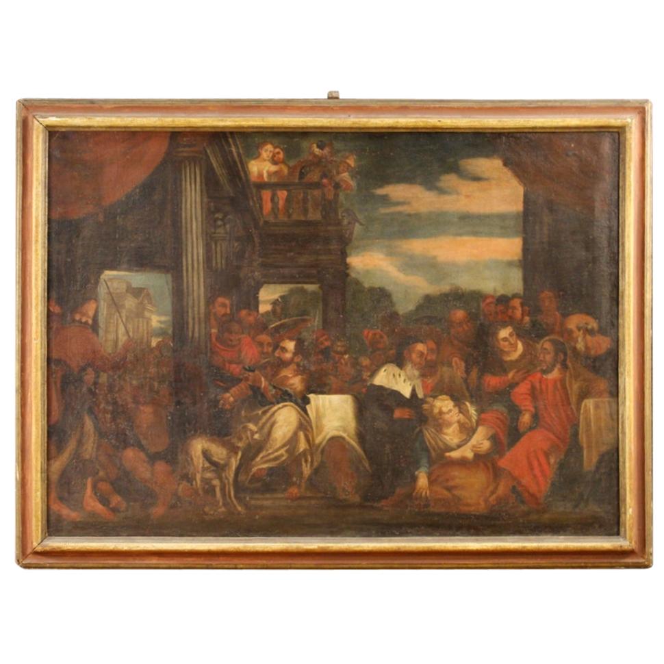 18th Century Oil on Canvas Italian Biblical Scene Painting, 1780