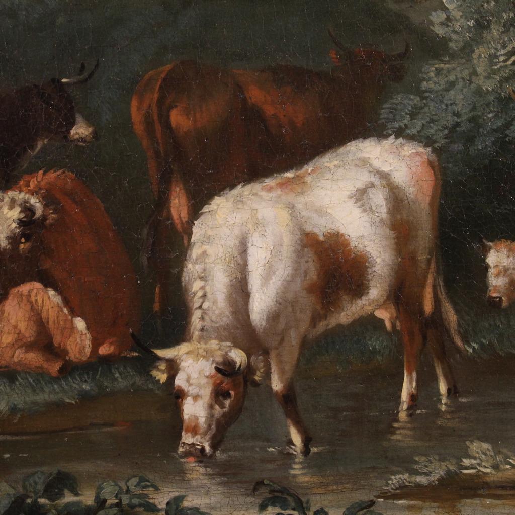 pintura al óleo sobre lienzo del siglo XVIII Paisaje bucólico italiano, 1770 en venta 3