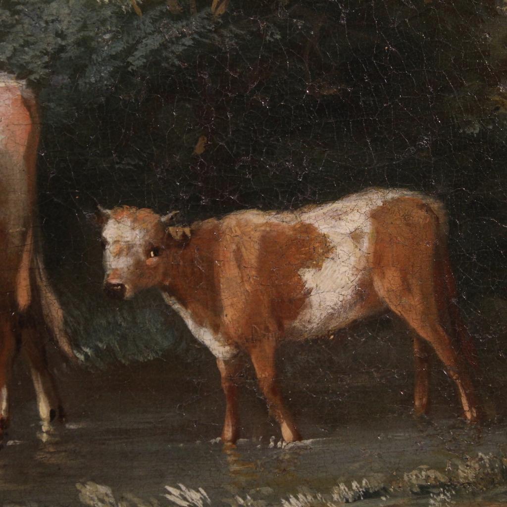 pintura al óleo sobre lienzo del siglo XVIII Paisaje bucólico italiano, 1770 en venta 4
