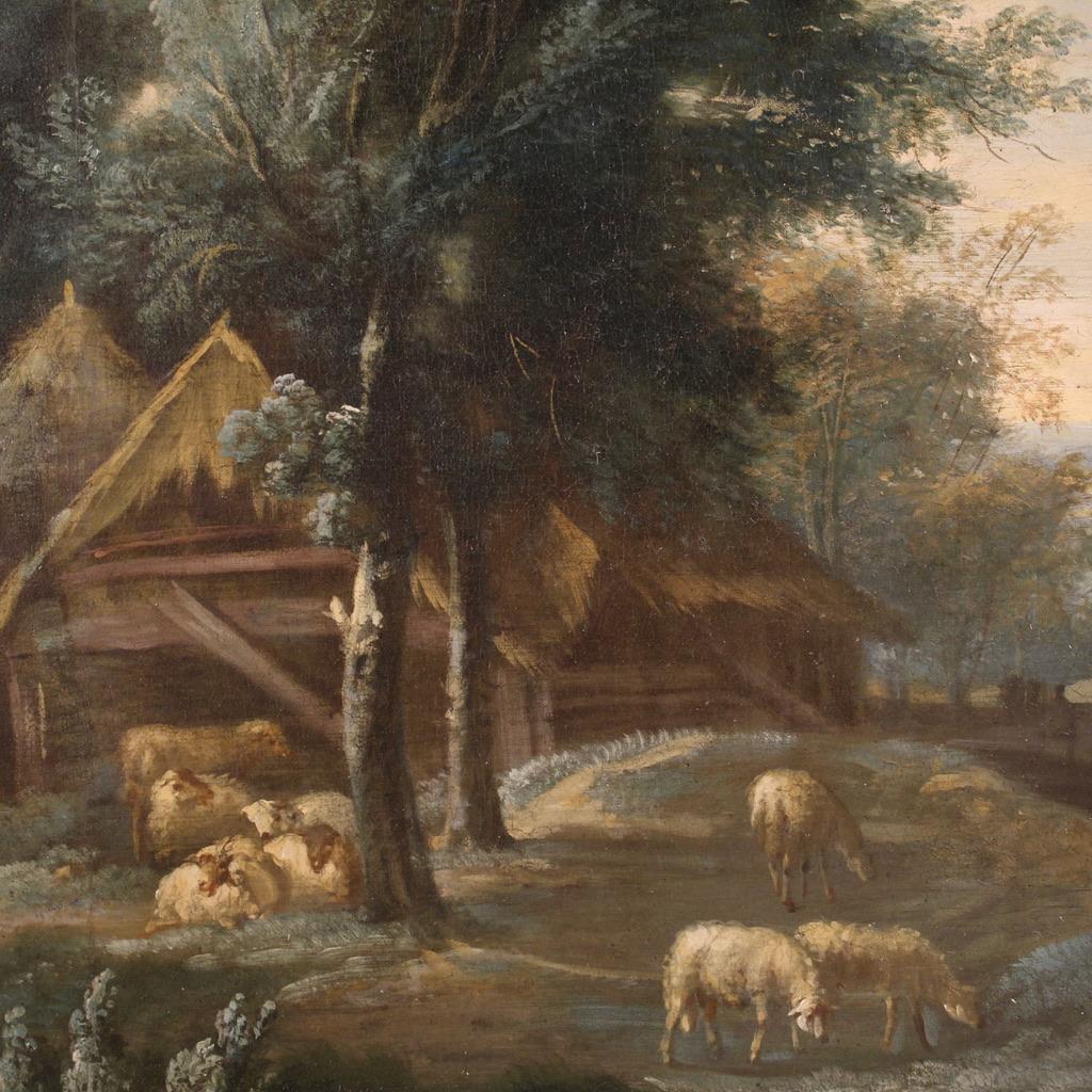 pintura al óleo sobre lienzo del siglo XVIII Paisaje bucólico italiano, 1770 en venta 7