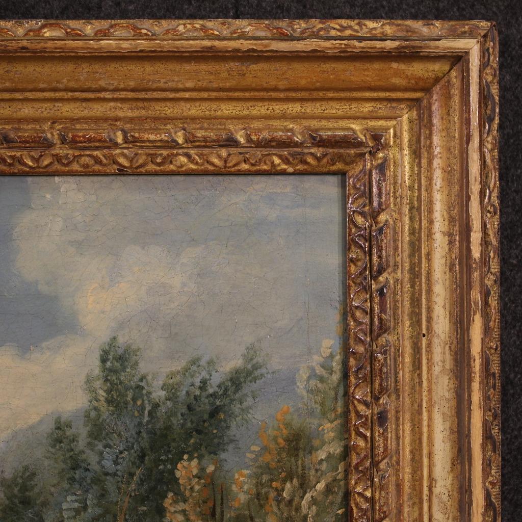 pintura al óleo sobre lienzo del siglo XVIII Paisaje bucólico italiano, 1770 Lienzo en venta