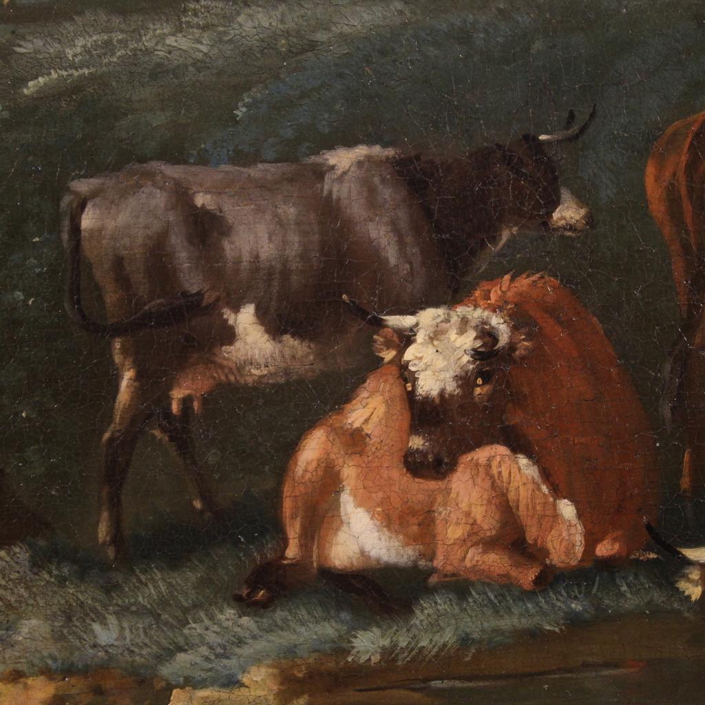 pintura al óleo sobre lienzo del siglo XVIII Paisaje bucólico italiano, 1770 en venta 2
