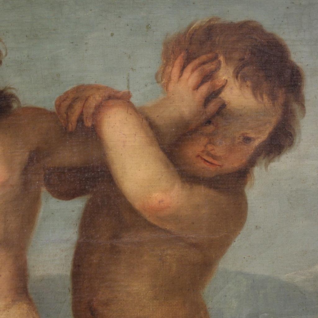huile sur toile du XVIIIe siècle Jeu de chérubins italien Peinture ancienne, 1760 en vente 4