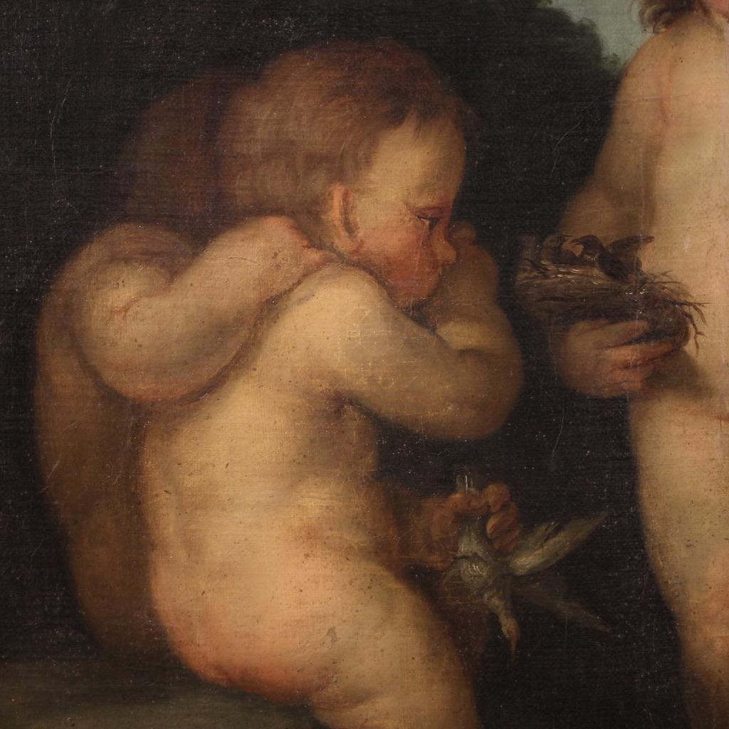 huile sur toile du XVIIIe siècle Jeu de chérubins italien Peinture ancienne, 1760 en vente 1