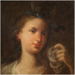 18th Century Oil on Canvas Italian Diana Portrait Painting, 1780